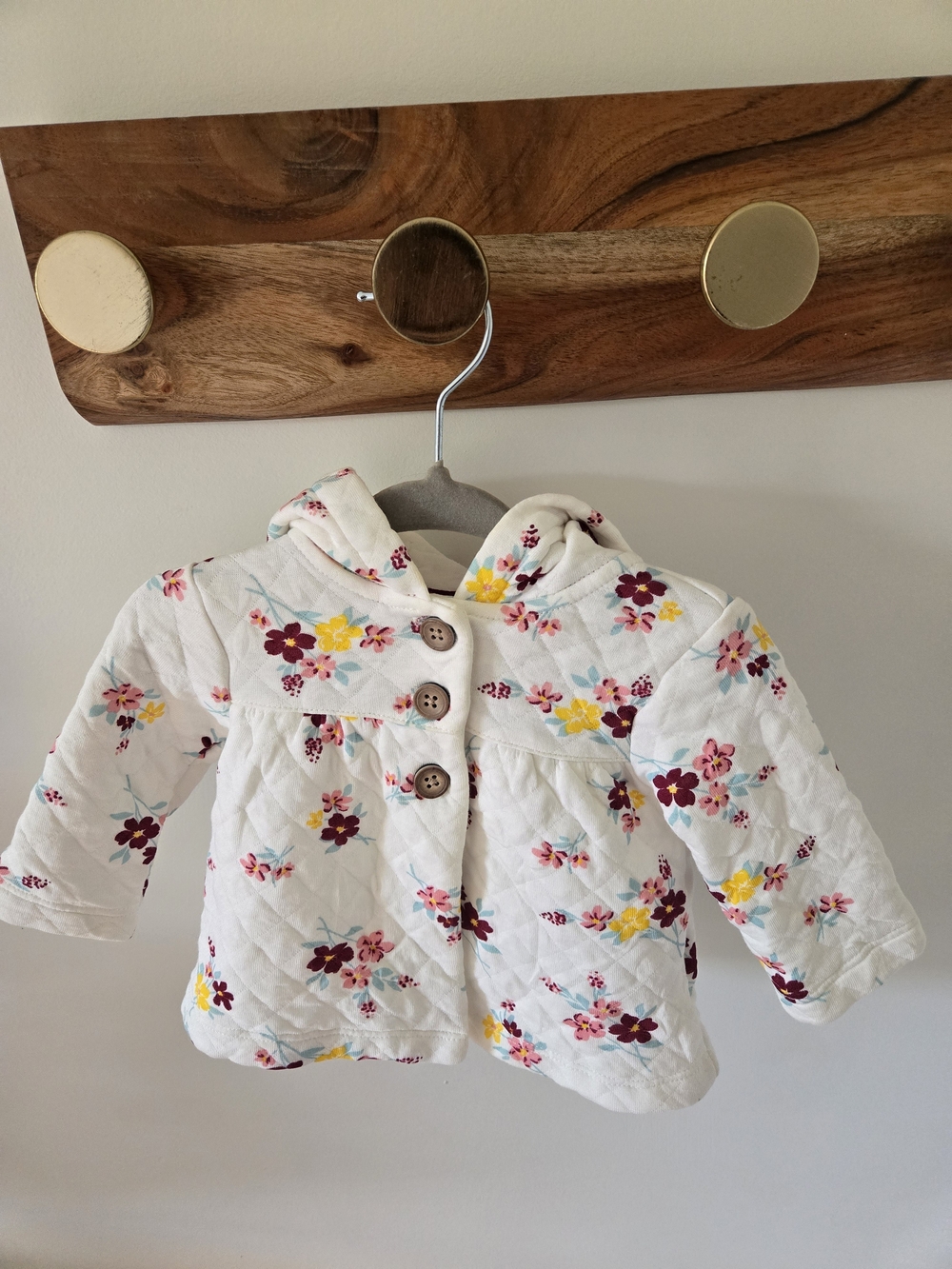 Carter's White Quilted Hooded Floral Puffer Jacket